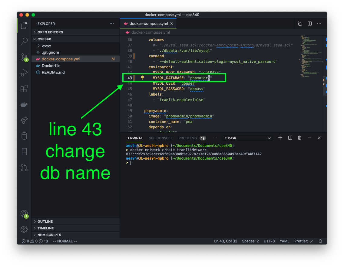 Change db name