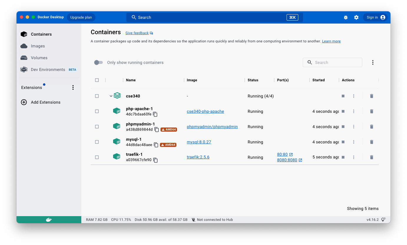 Docker containers