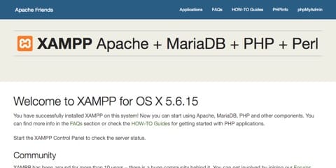 XAMPP splash page