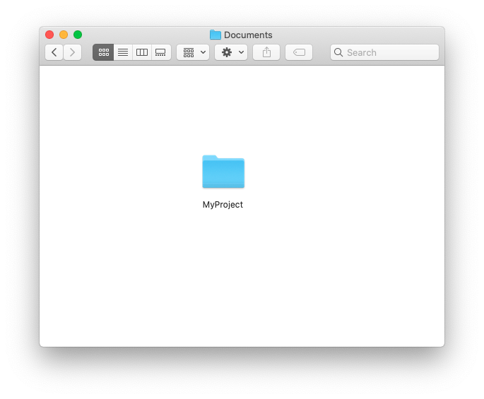 Screenshot showing the new MyProject folder