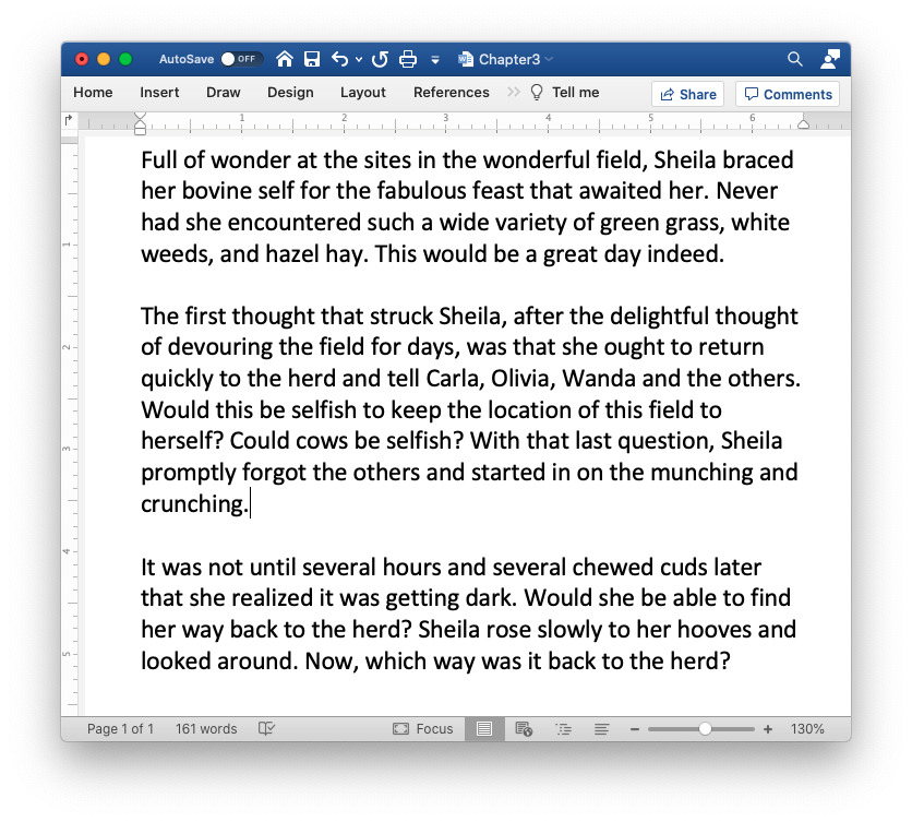 Screenshot of MS Word showing the text of chapter 3 of the book