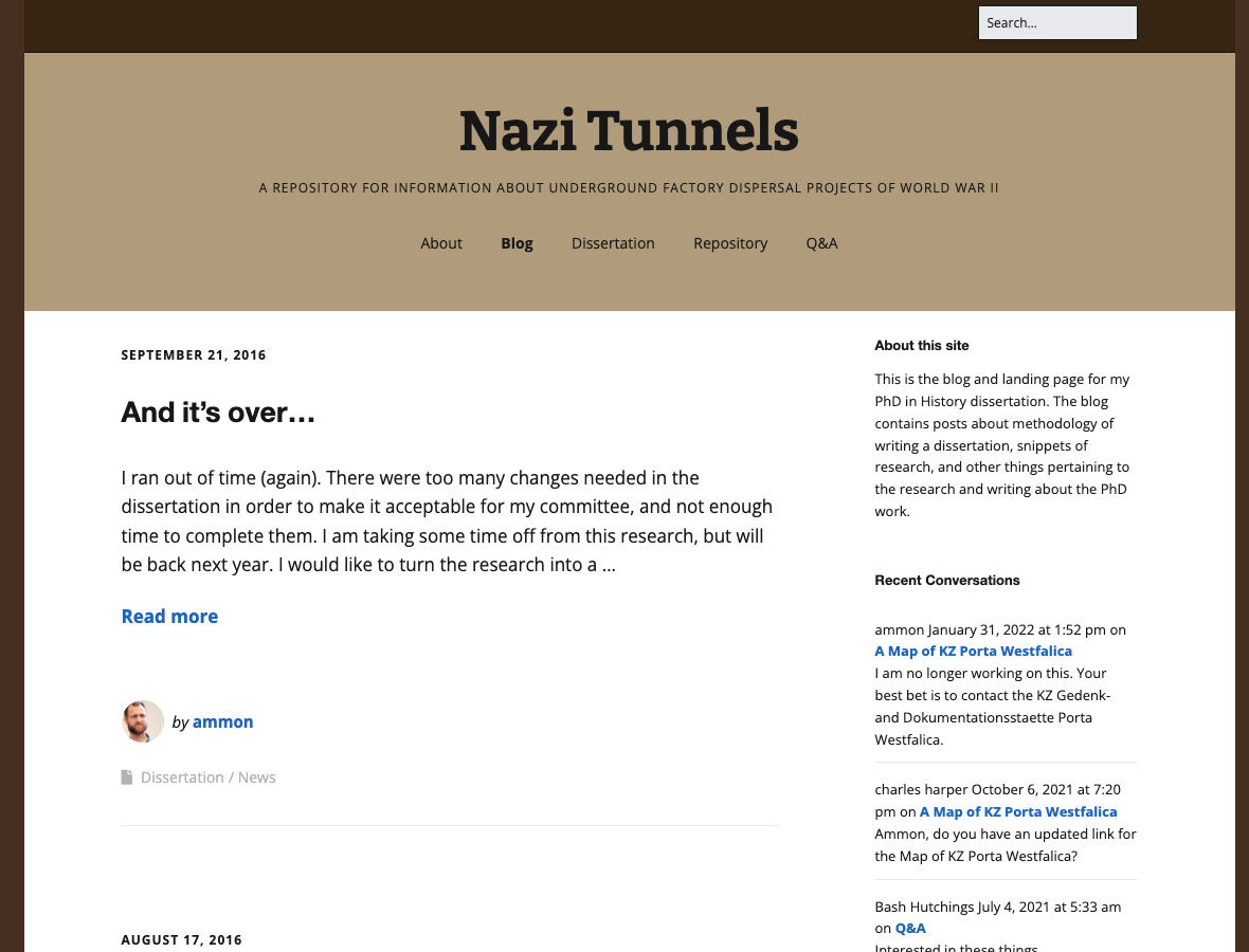 Nazi Tunnels website