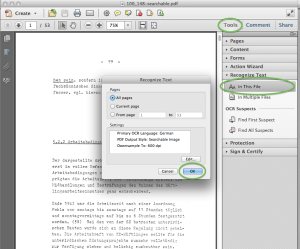 Making a PDF searchable in Adobe.